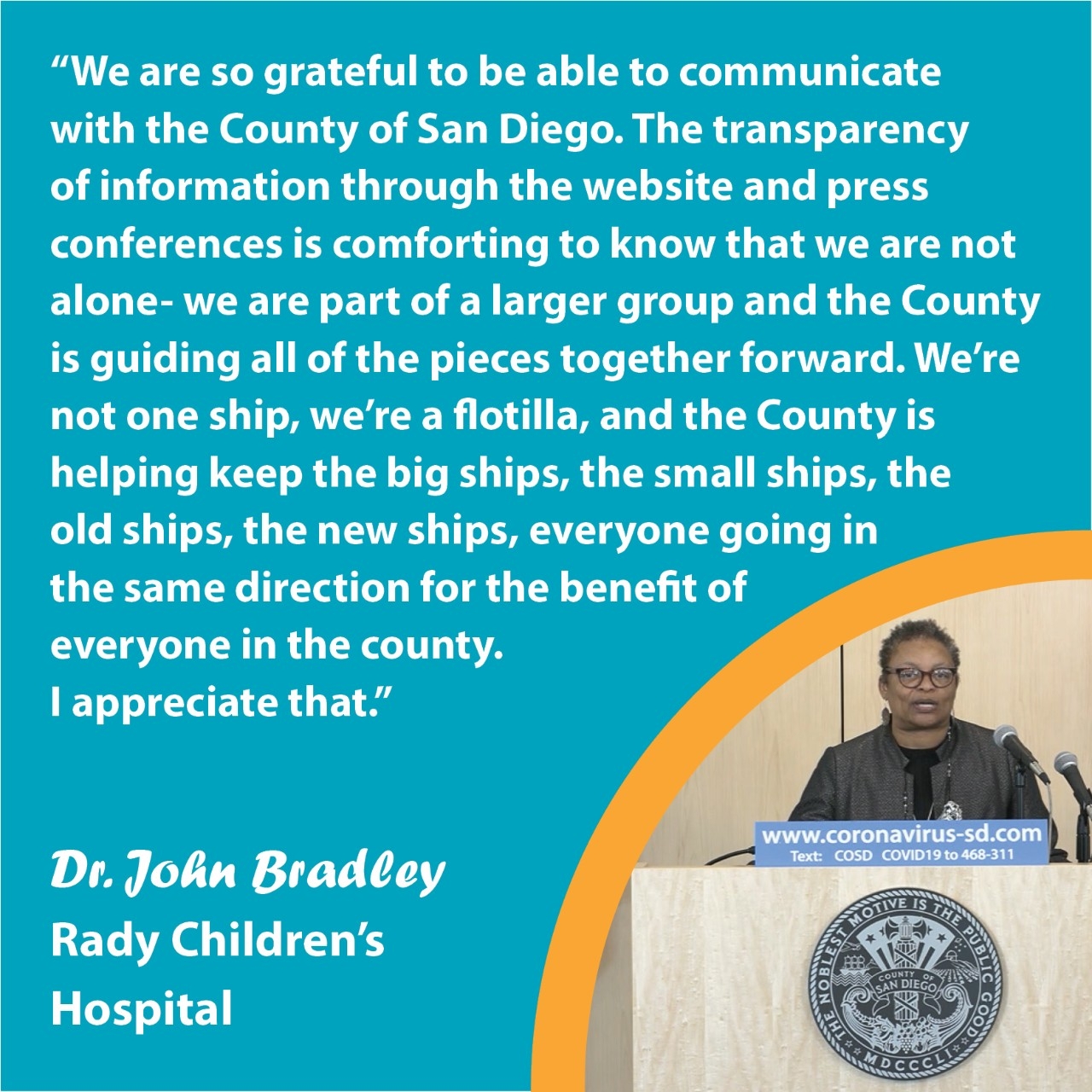 Quote from Dr. John Bradley about the County's response to COVID-19