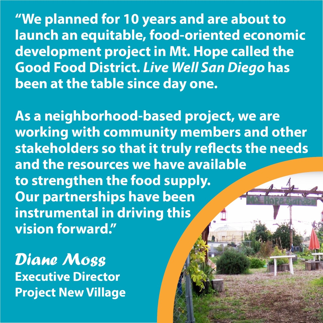 Quote from Diane Moss with Project New Village