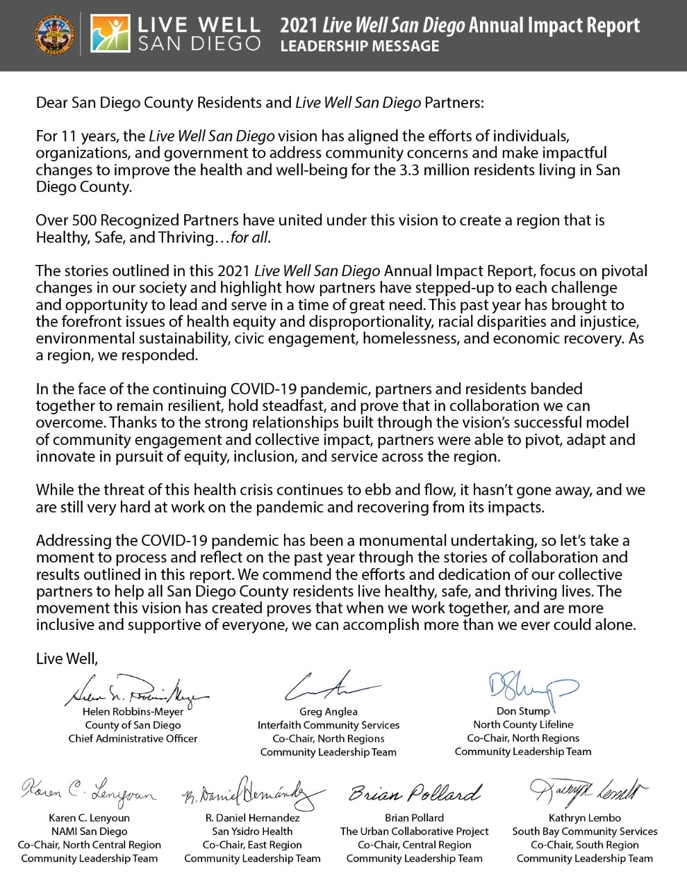 Letter from our leadership