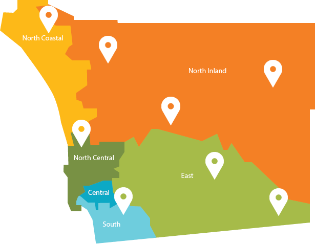 Regional Map of San Diego County showing various locations