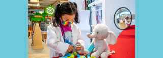 child playing with toys
