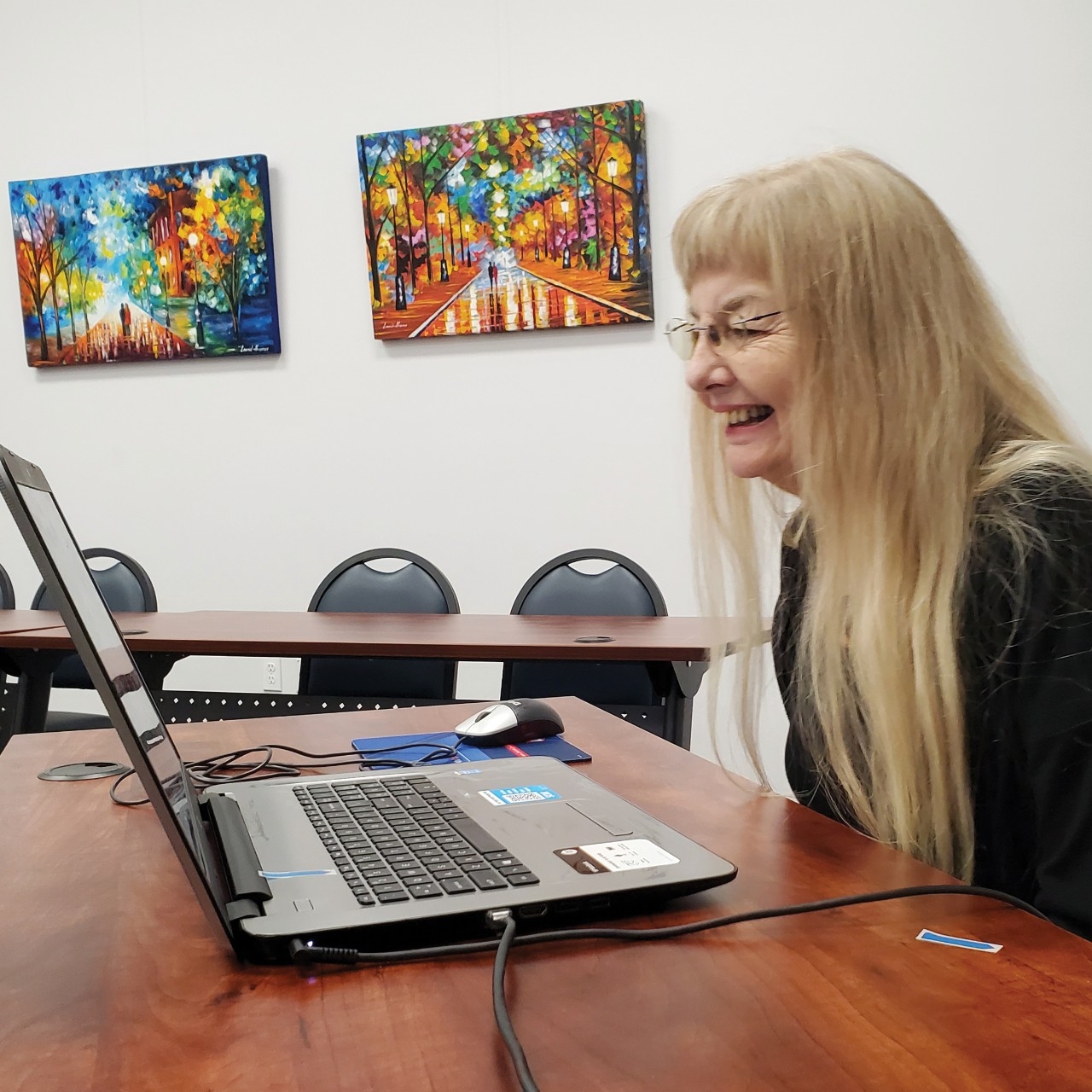 Senior engaging in online learning