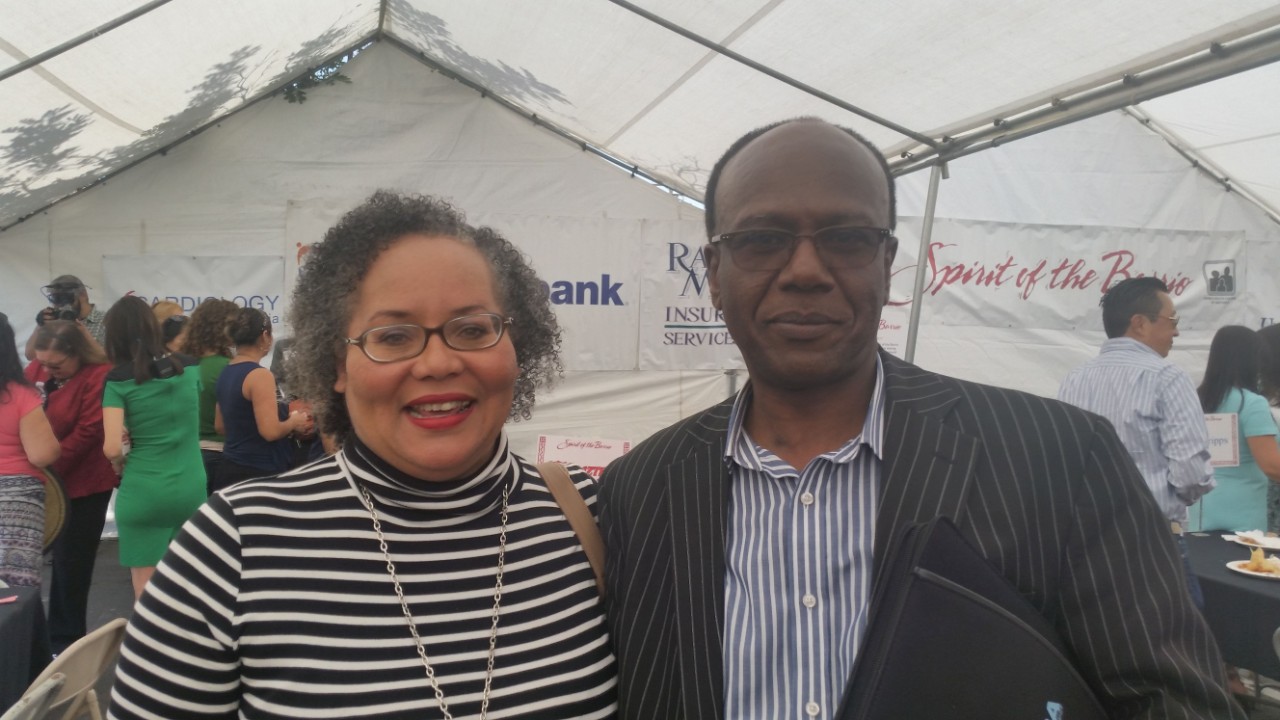 Panelist Dale Fleming with Abdi Abdillahi, County of San Diego Refugee Coordinator