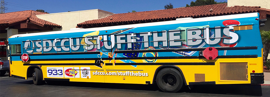 SDCCU Stuff the Bus is Collecting School Supplies for Homeless Students