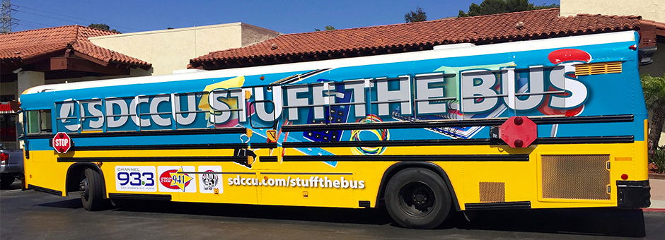 SDCCU Stuff the Bus is Collecting School Supplies for the More Than 22,000 Homeless Students in San Diego County