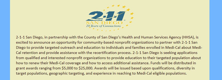 Funding Available for Medi-Cal Recertification Outreach and Education